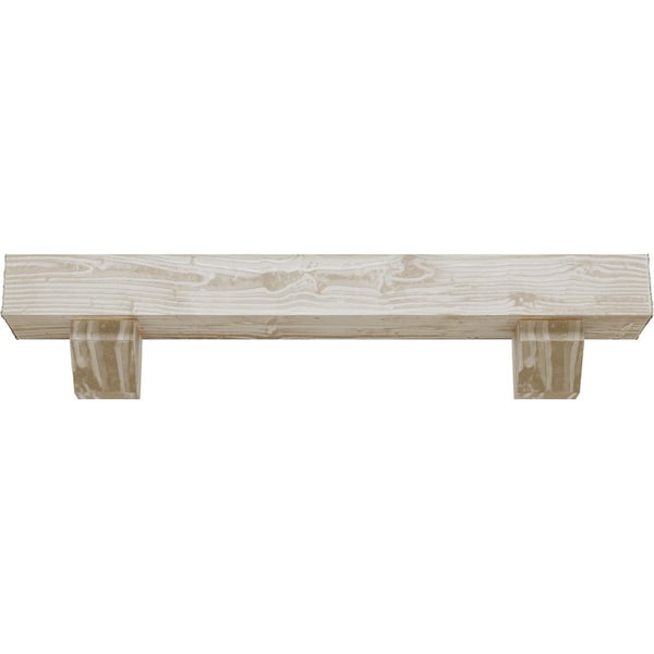 Kit W/ Ashford Corbels, White Washed, 8H  X 10D X 48W Sandblasted Faux Wood Fireplace ManteL